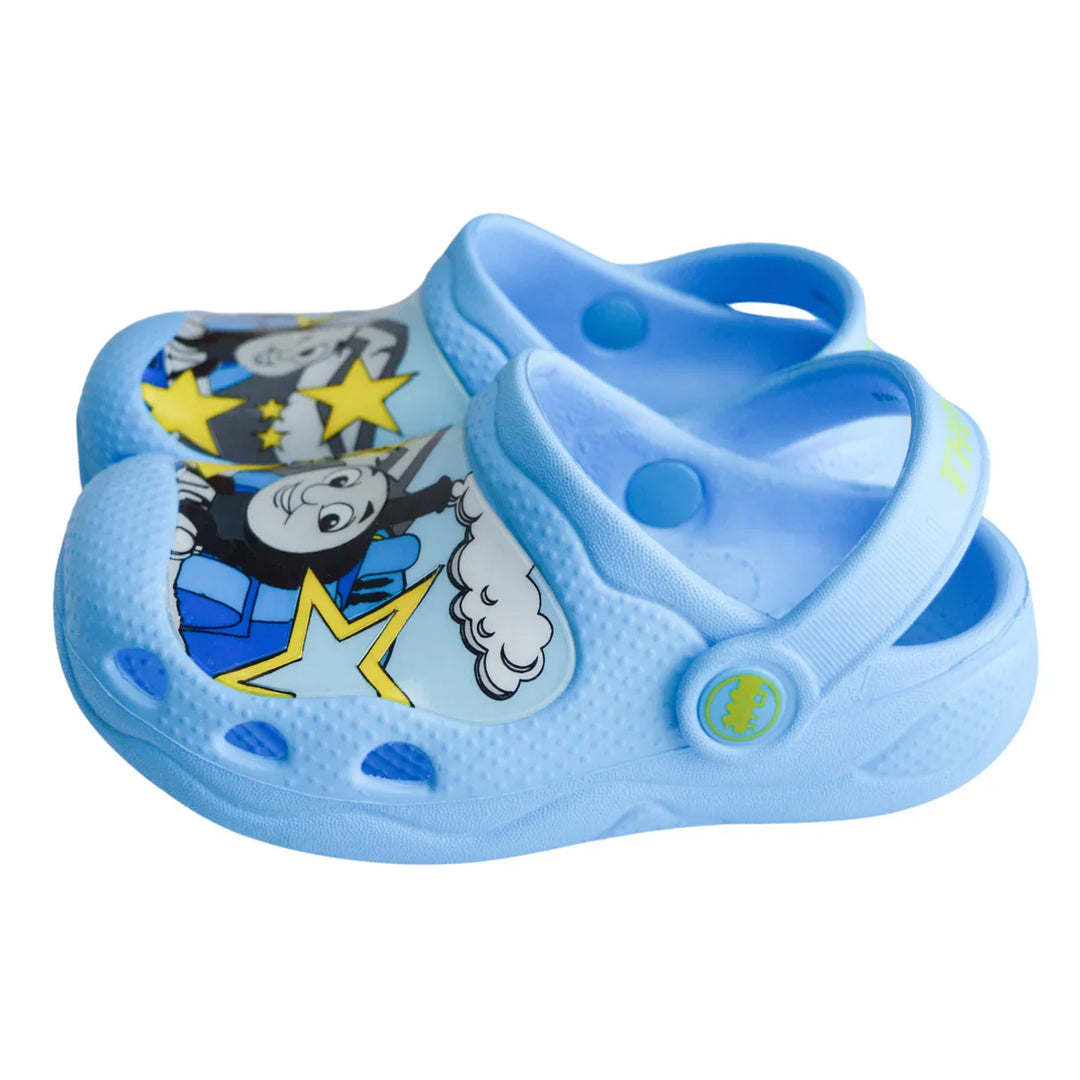 Kids Shoes - Thomas & Friends Toddler Clogs – Light Blue Slip-On Sandals with Back Strap for Boys - (5/6T-11/12T)