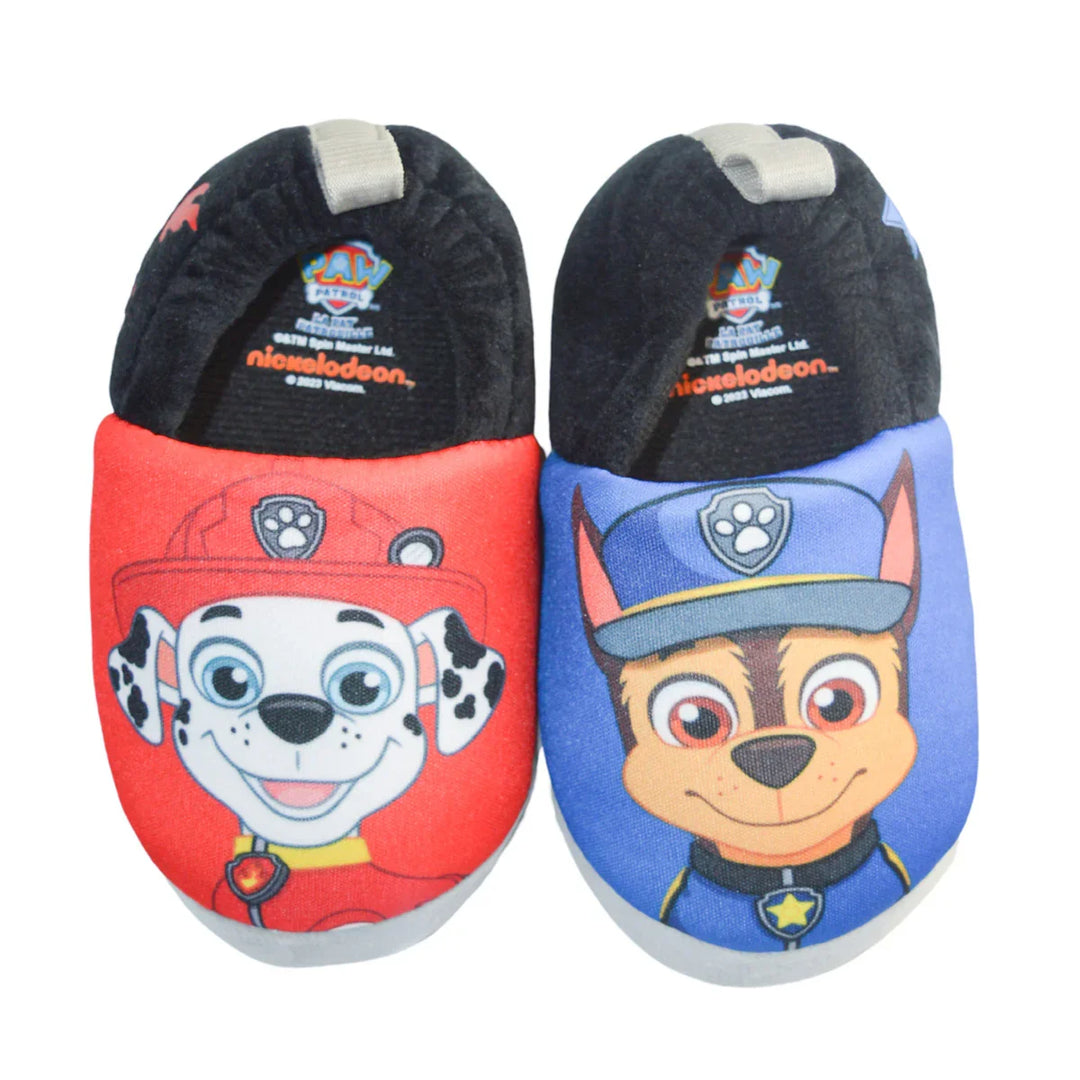 Kids Shoes - Toddler Boys Paw Patrol Slippers – Chase & Marshall Red Blue Plush House Shoes with Non-Slip Sole - (5T-12)