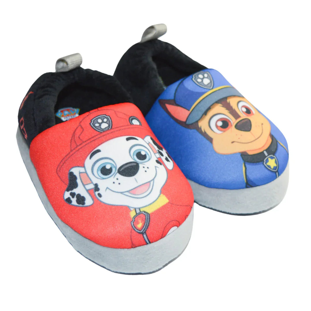 Kids Shoes - Toddler Boys Paw Patrol Slippers – Chase & Marshall Red Blue Plush House Shoes with Non-Slip Sole - (5T-12)