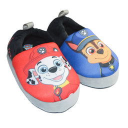 Kids Shoes - Toddler Boys Paw Patrol Slippers – Chase & Marshall Red Blue Plush House Shoes with Non-Slip Sole - (5T-12)