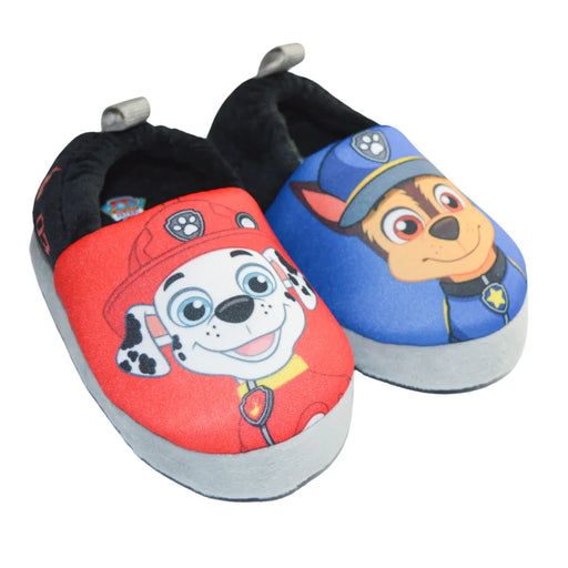 Toddler Boys Paw Patrol Slippers – Chase Marshall Red Blue Plush House Shoes with Non-Slip Sole (5T-12)