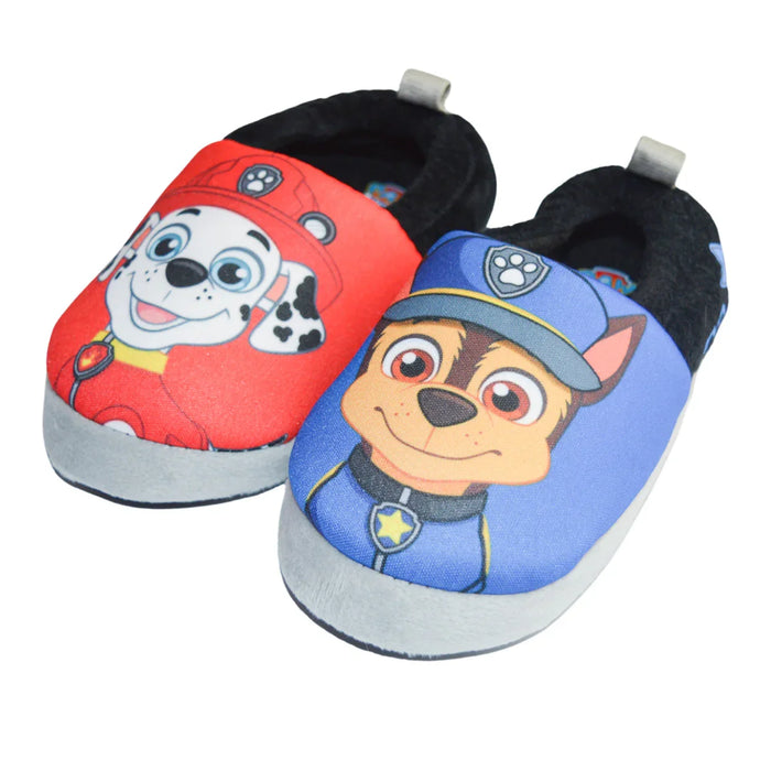 Kids Shoes - Toddler Boys Paw Patrol Slippers – Chase & Marshall Red Blue Plush House Shoes with Non-Slip Sole - (5T-12)