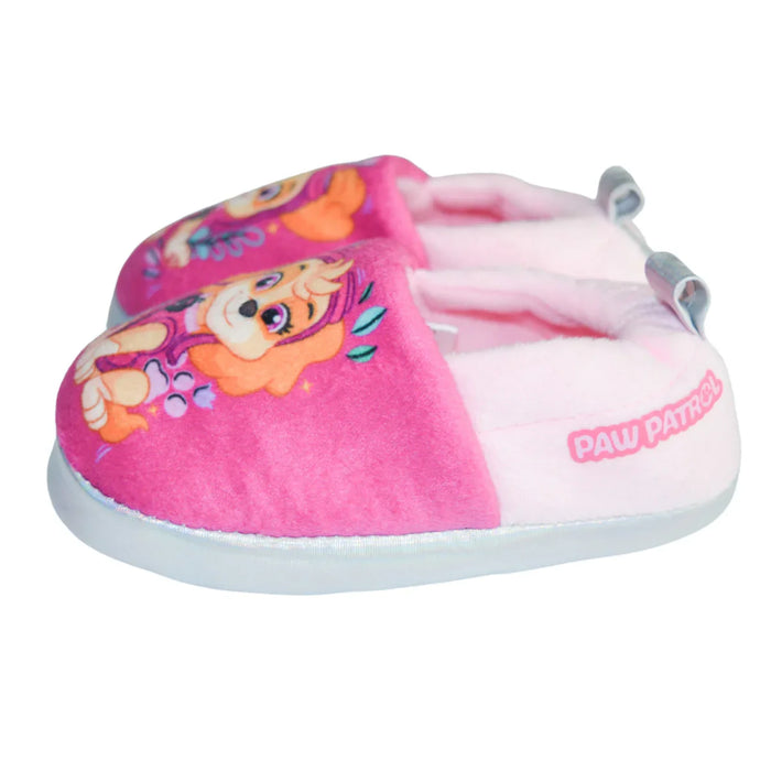 Kids Shoes - Toddler Girls Paw Patrol Plush Slippers – Skye Pink Fleece Non-Slip House Shoes - (5T-12)