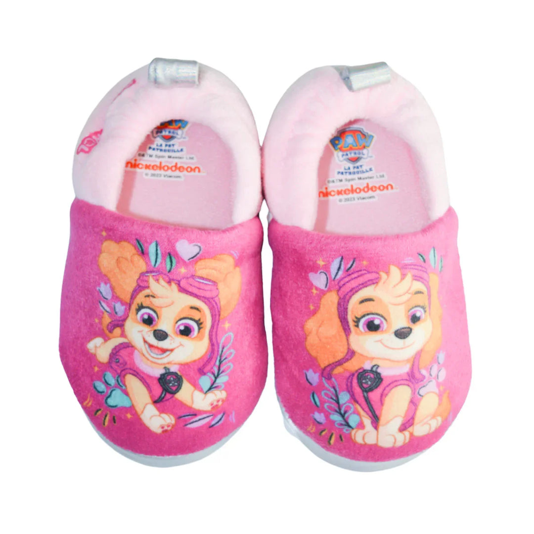Kids Shoes - Toddler Girls Paw Patrol Plush Slippers – Skye Pink Fleece Non-Slip House Shoes - (5T-12)