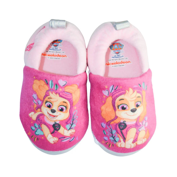 Kids Shoes - Toddler Girls Paw Patrol Plush Slippers – Skye Pink Fleece Non-Slip House Shoes - (5T-12)
