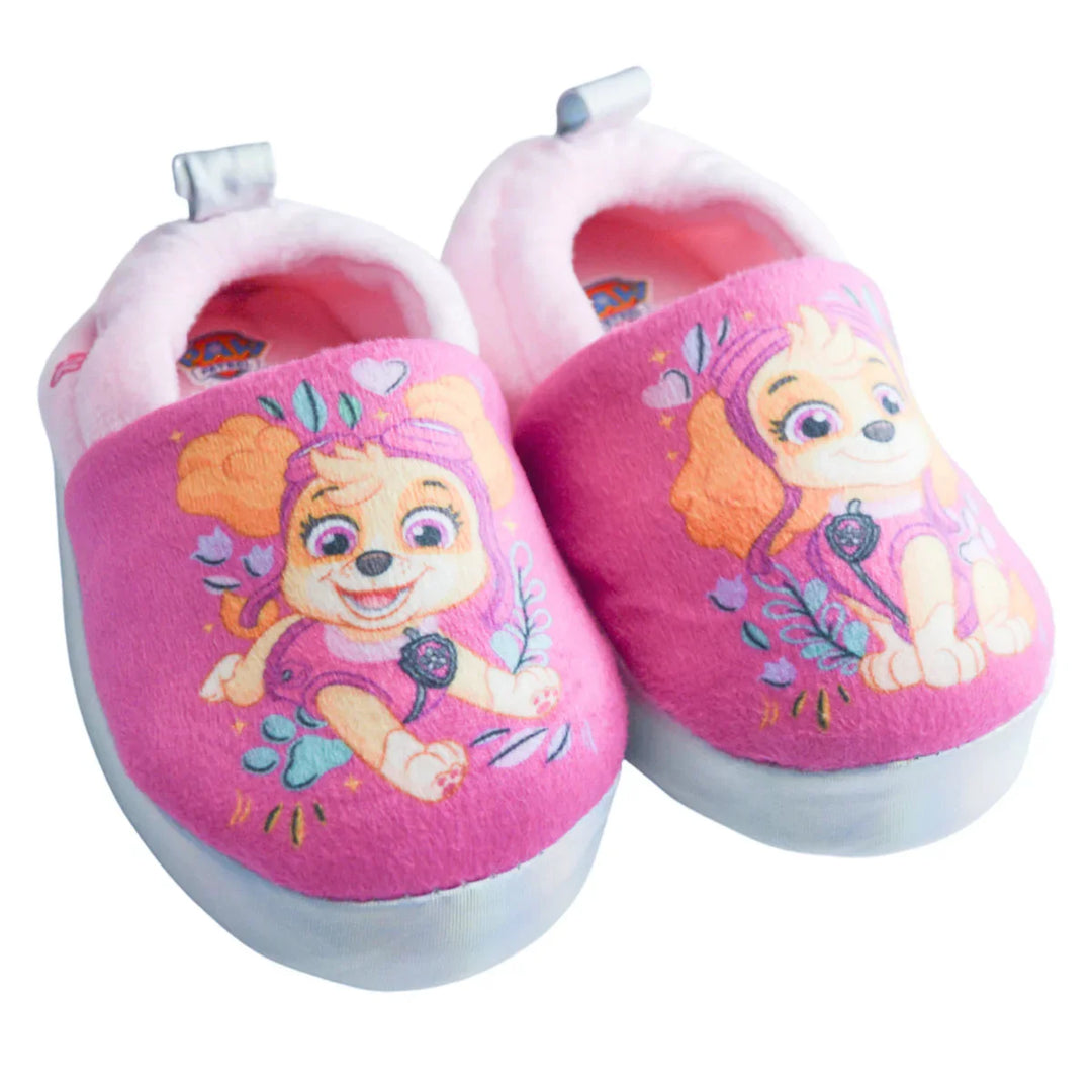 Kids Shoes - Toddler Girls Paw Patrol Plush Slippers – Skye Pink Fleece Non-Slip House Shoes - (5T-12)