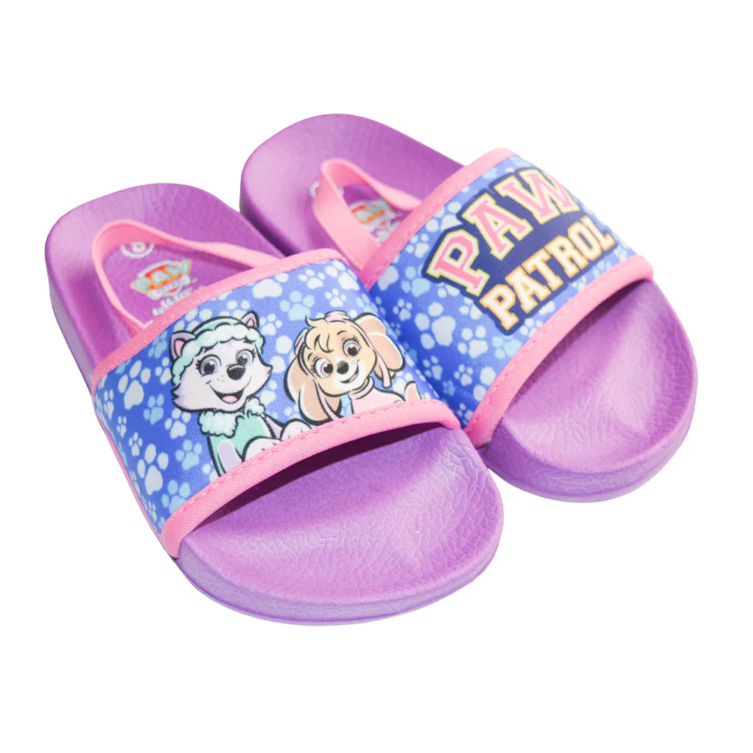 Kids Shoes - Toddler Girls Paw Patrol Sandals – Skye & Everest Slide Sandals (Purple/Pink) - (6T to 11)