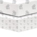 KoalaBaby 2-Pack Percale Sheets with grey bunny and leaf patterns stacked on a crib mattress.