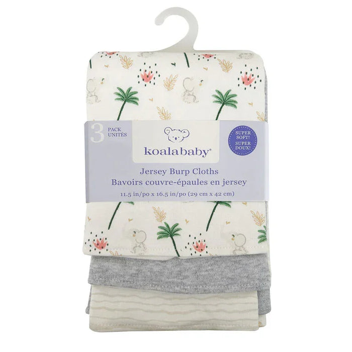 Koalababy - Koala Baby – 3-Pack Soft Jersey Burp Cloths (Lions & Elephants Prints)