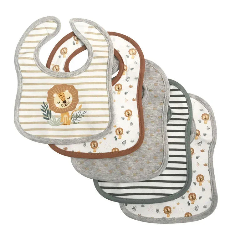 Koalababy - Koala Baby – 5-Pack Soft Jersey Bibs (Lion & Elephant Prints)