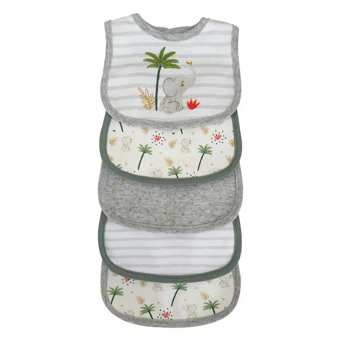 Koalababy - Koala Baby – 5-Pack Soft Jersey Bibs (Lion & Elephant Prints)