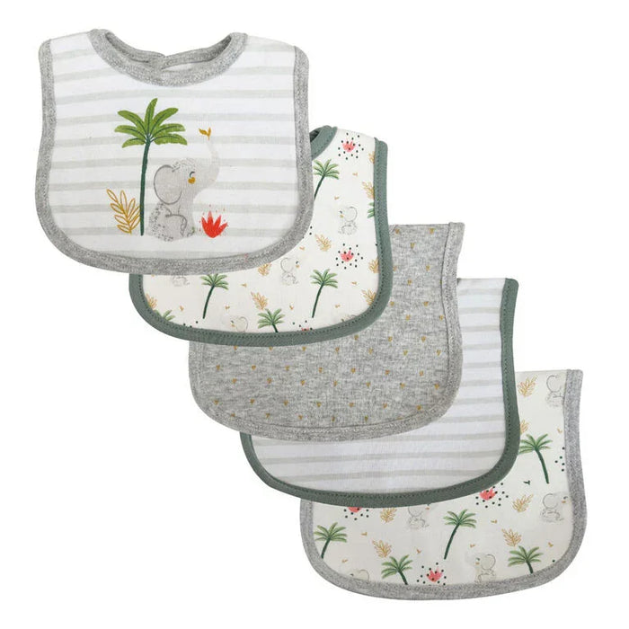 Koalababy - Koala Baby – 5-Pack Soft Jersey Bibs (Lion & Elephant Prints)
