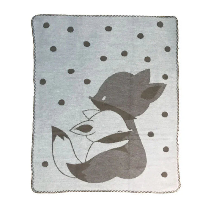 Koalababy - Koala Baby – Jacquard Knit Blanket (Taupe Grey Fox & Cream Grey Bunny)