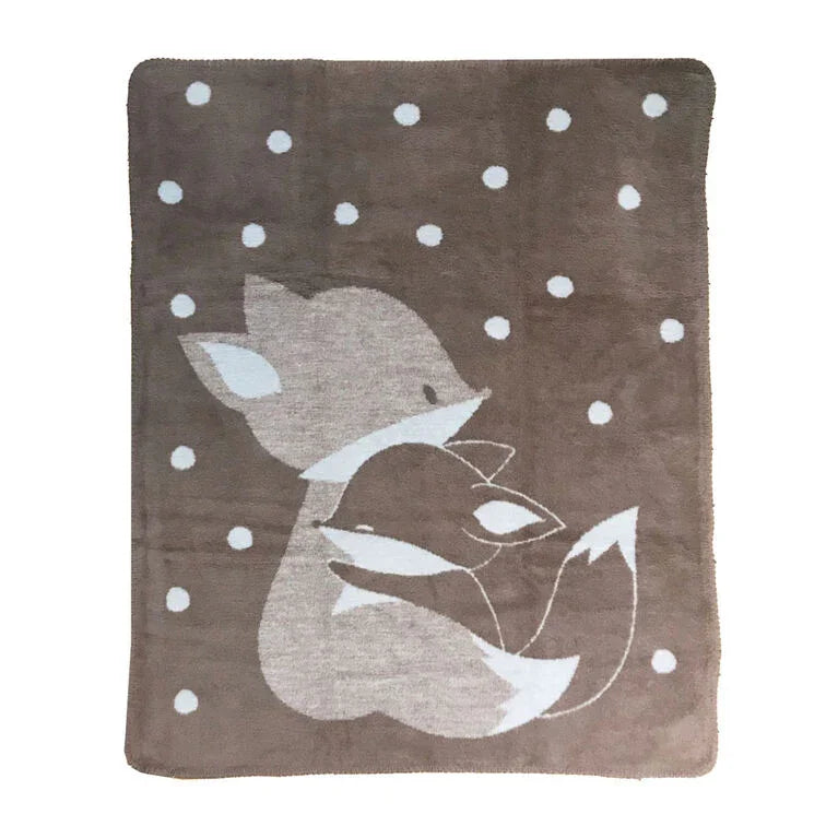 Koalababy - Koala Baby – Jacquard Knit Blanket (Taupe Grey Fox & Cream Grey Bunny)