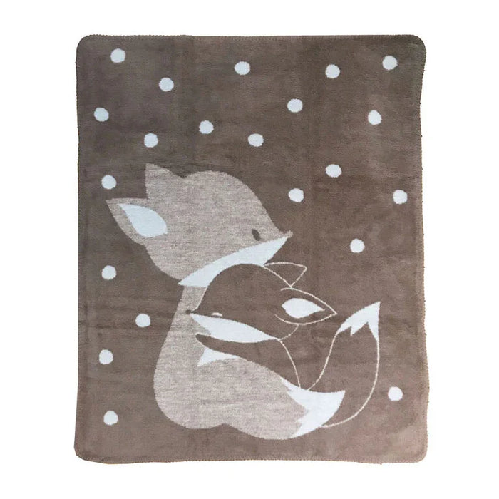Koalababy - Koala Baby – Jacquard Knit Blanket (Taupe Grey Fox & Cream Grey Bunny)