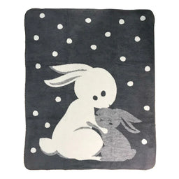 Koalababy - Koala Baby – Jacquard Knit Blanket (Taupe Grey Fox & Cream Grey Bunny)