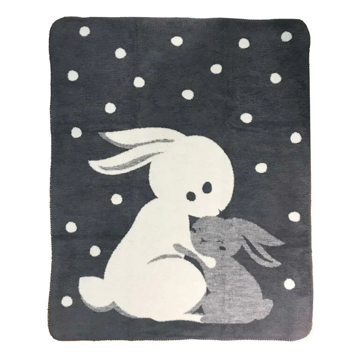 Koalababy - Koala Baby – Jacquard Knit Blanket (Taupe Grey Fox & Cream Grey Bunny)