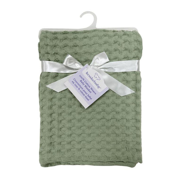 Koalababy - Koala Baby – Muslin Ottoman Weave Blanket (Sage & Ivory)