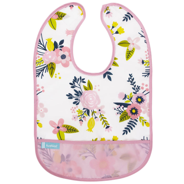 Kushies Cleanbib waterproof baby bib in Garden Flowers print