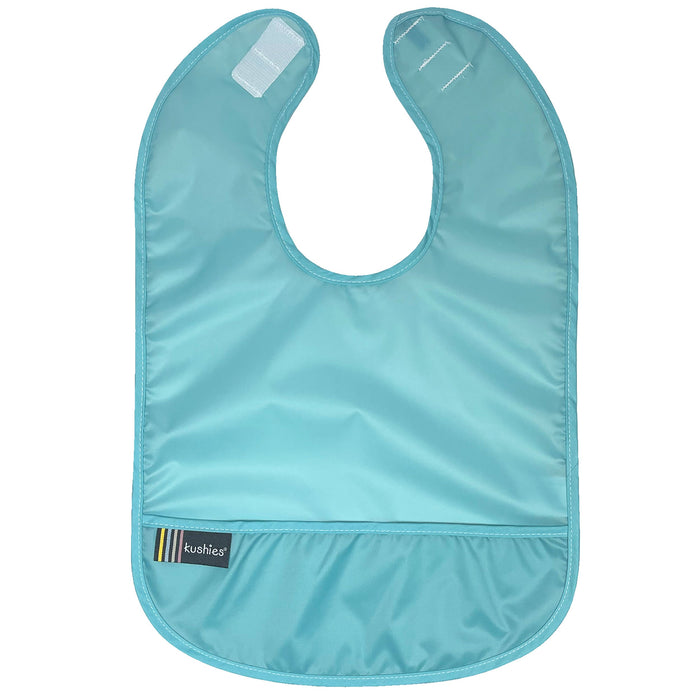 Kushies Cleanbib waterproof baby bib in Turquoise Solid