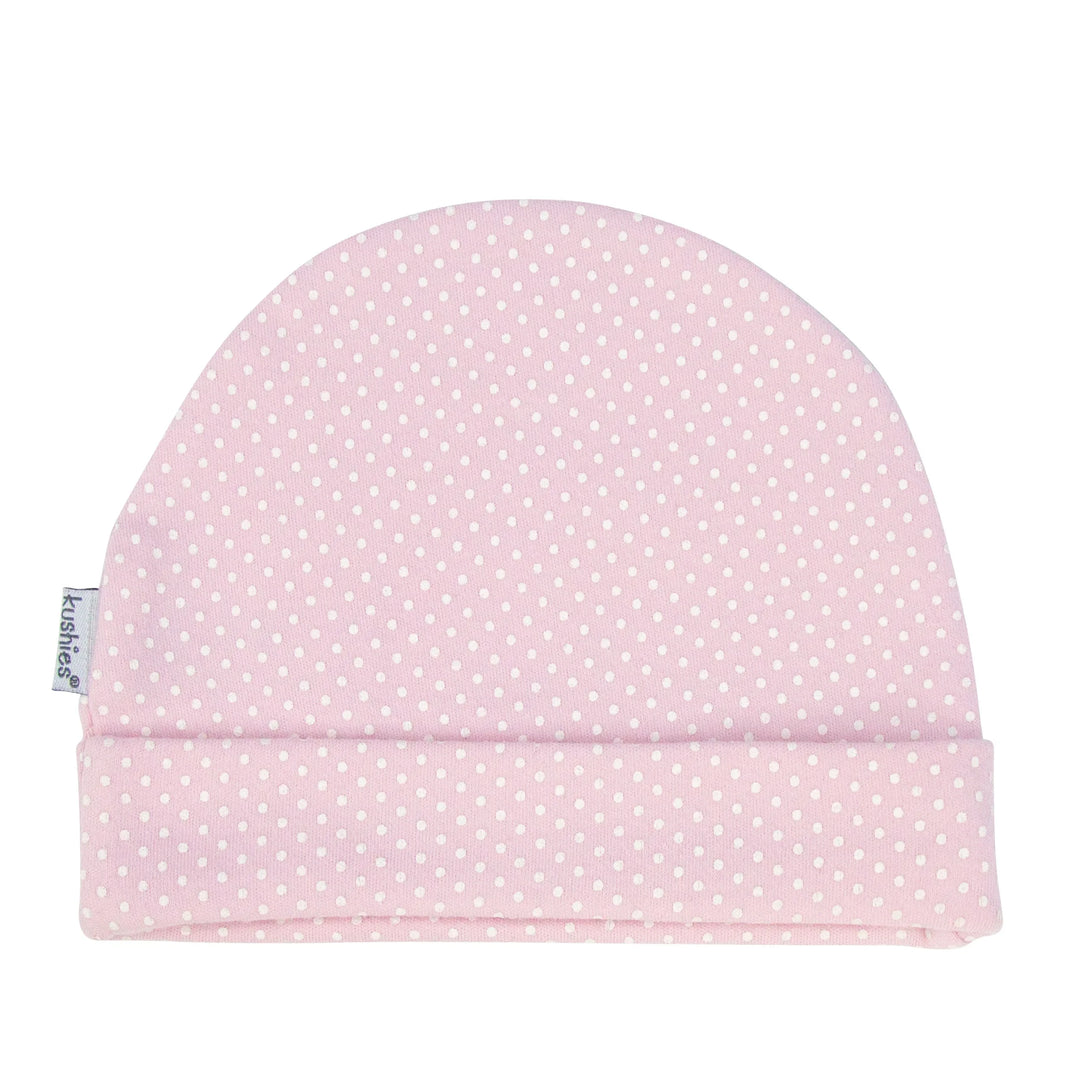 Kushies® - Kushies Baby Beanie 3-6m - Pink White Polka Dots