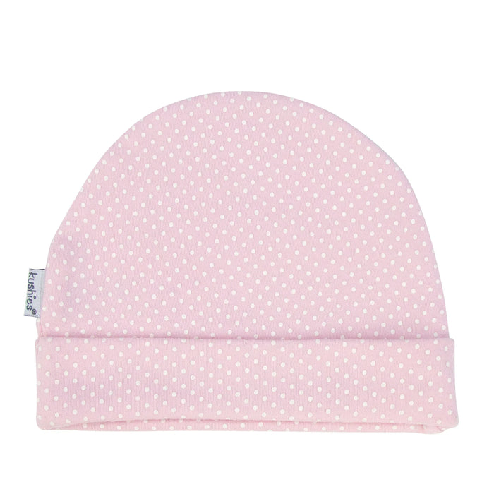 Kushies® - Kushies Baby Beanie 3-6m - Pink White Polka Dots