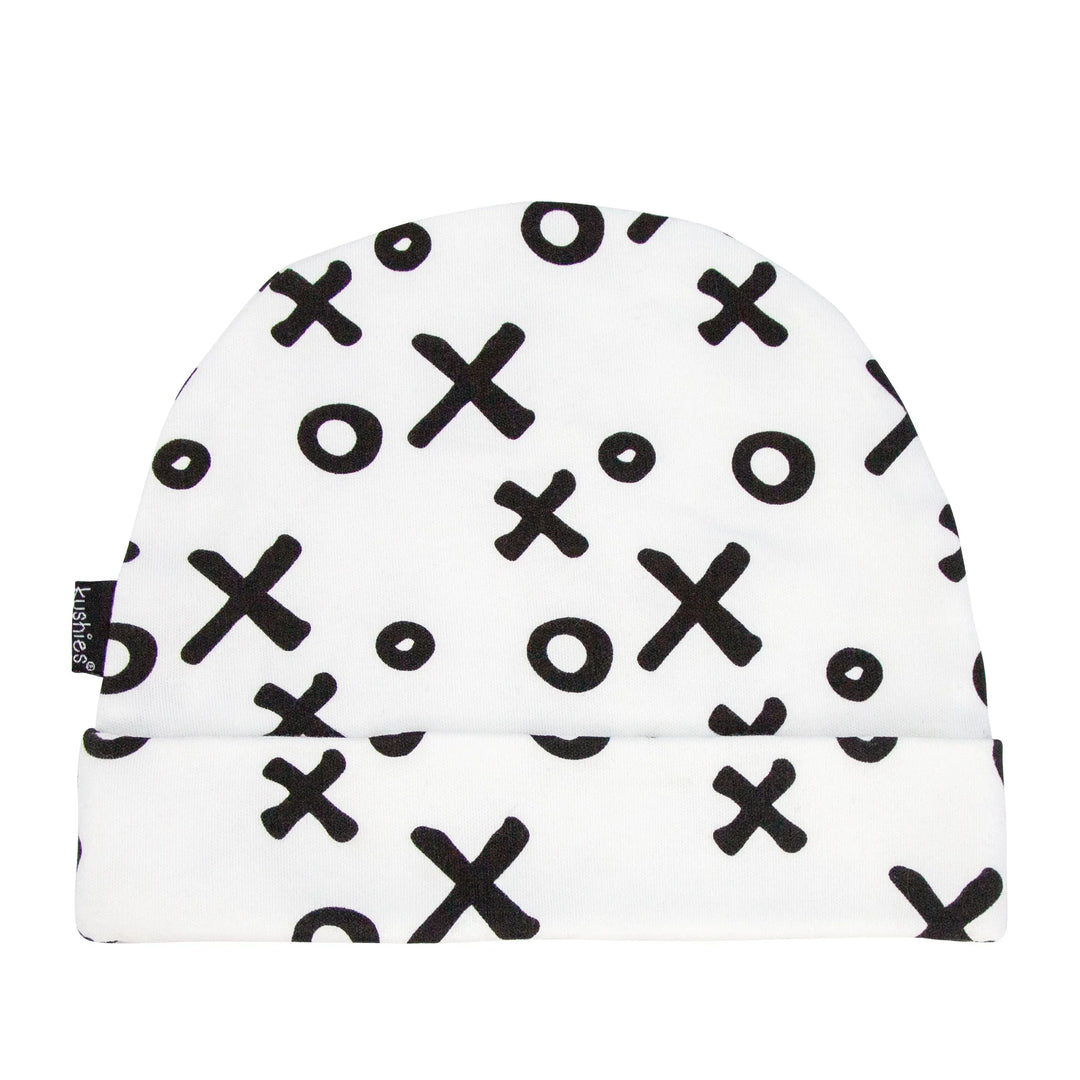 Kushies® - Kushies Baby Beanie 3-6m - XO Black and White