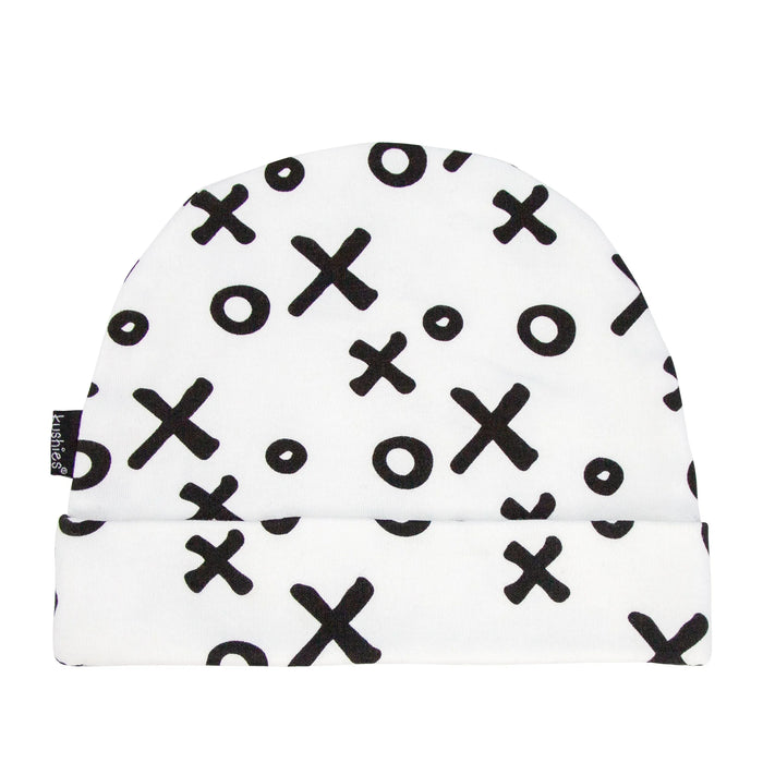 Kushies® - Kushies Baby Beanie 3-6m - XO Black and White