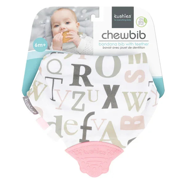 Kushies® - Kushies Chew Bib – 2-in-1 Bandana Bib with Built-in Teether