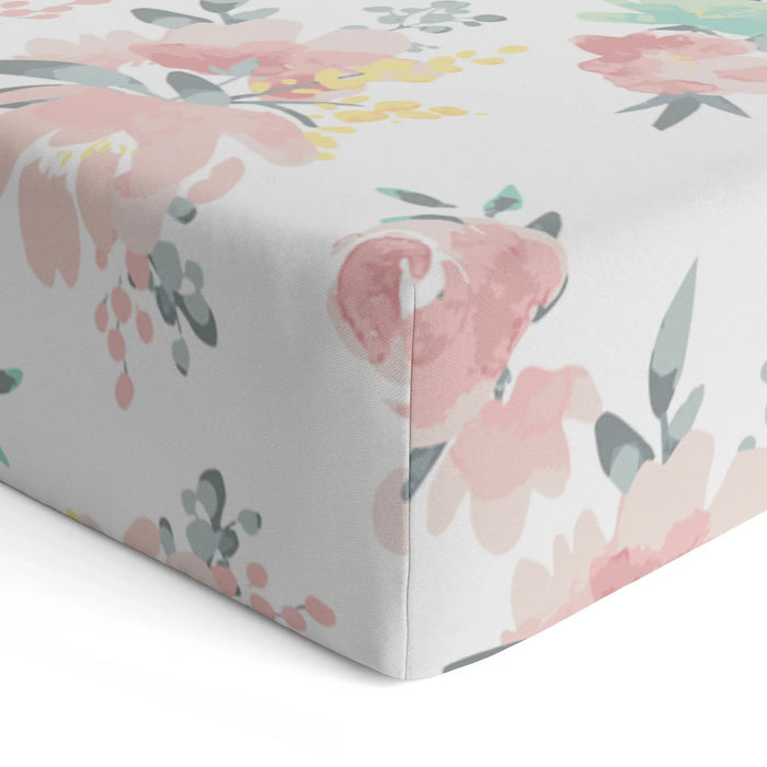 Kushies® - Kushies S730-200 Percale Crib Sheets - Watercolour Flowers