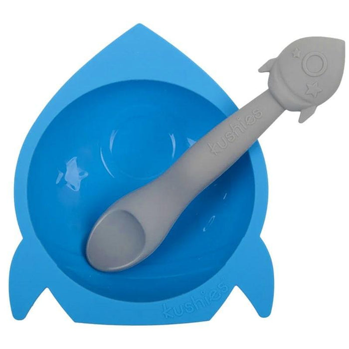 Kushies® - Kushies Silibowl Bowl & Spoon - Mineral Blue