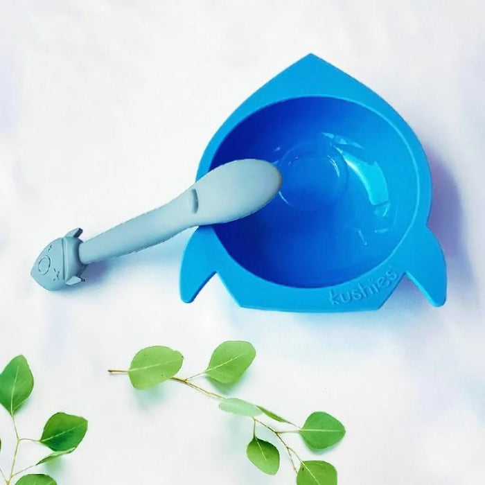 Kushies® - Kushies Silibowl Bowl & Spoon - Mineral Blue