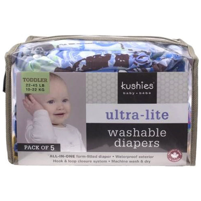 Couches lavables ultralégères Kushies Baby pour bébé garçon - Paquet de 5