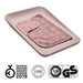 Leander Matty baby changing waterproof mat with a pink towel placed on top, shown on a white background.
