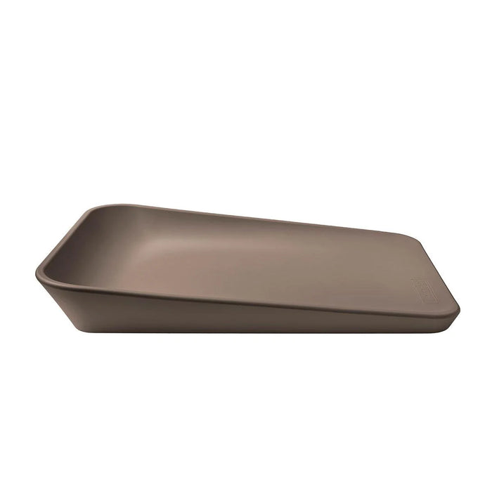 Leander Matty baby changing waterproof mat in brown shown on a white background.