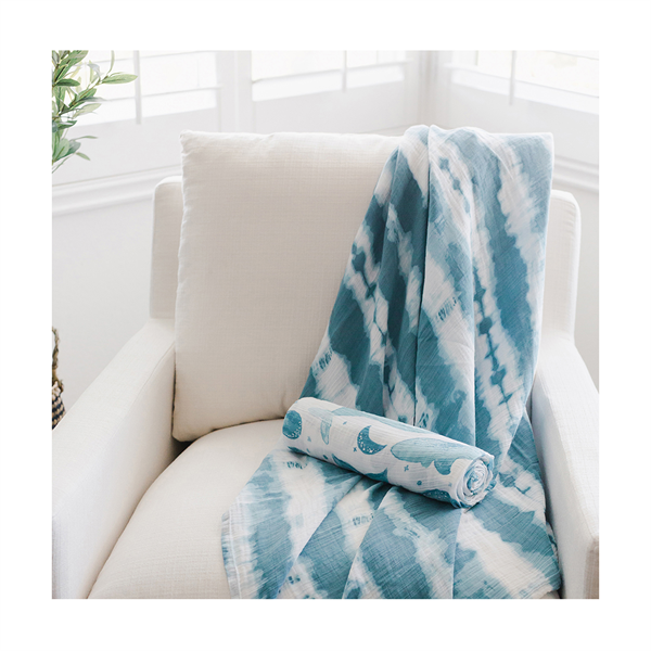 Crane Caspian Muslin Cotton Baby Swaddle Blankets - 2 Pack - Whales