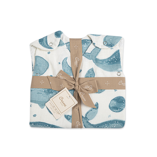 Crane Caspian Wearable Blanket 0-9 mo. - Muslin Whale Print