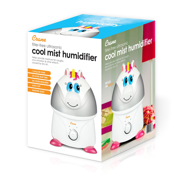 Crane Adorable Filter-Free Ultrasonic Cool Mist Humidifier, 1 Gallon - Unicorn