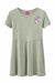 Like! Youth seafoam green short sleeve dress with floral embroidery on chest, displayed flat.