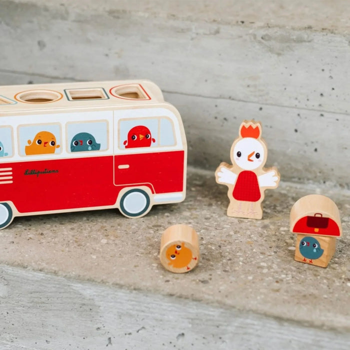 Lilliputiens - Lilliputiens Shape Sorter Wooden Bus Toy