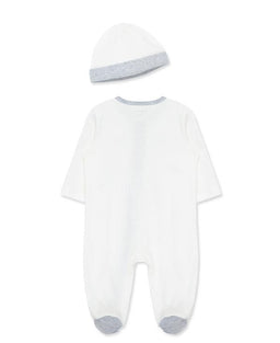 Little Me - Little Me 2-Way-Zip Footed One-Piece & Hat
