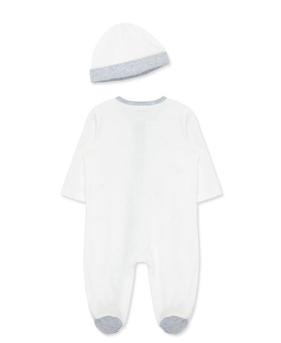 Little Me - Little Me 2-Way-Zip Footed One-Piece & Hat