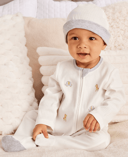 Little Me - Little Me 2-Way-Zip Footed One-Piece & Hat