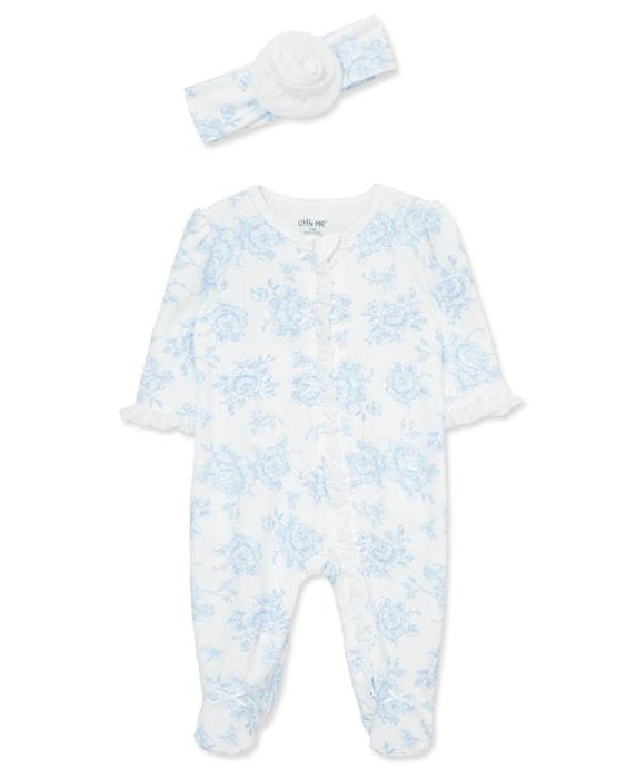 Little Me - Little Me 2-Way-Zip Footed One-Piece & Hat