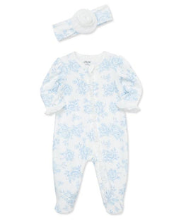 Little Me - Little Me 2-Way-Zip Footed One-Piece & Hat