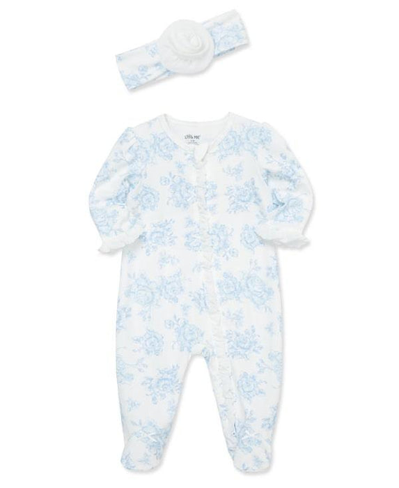Little Me - Little Me 2-Way-Zip Footed One-Piece & Hat