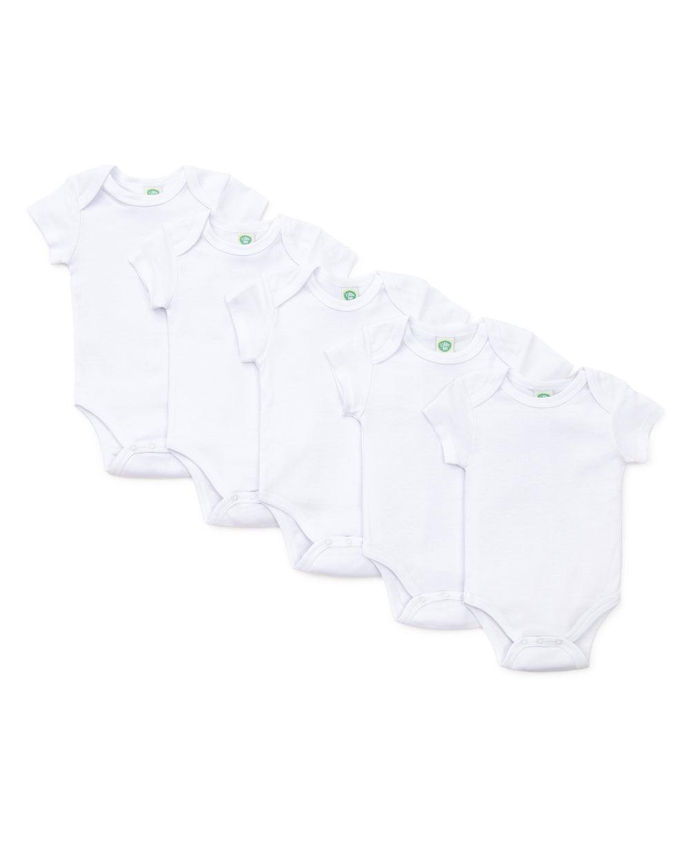 Little Me - Little Me Baby 5-Pack Bodysuits - 100% Cotton - White