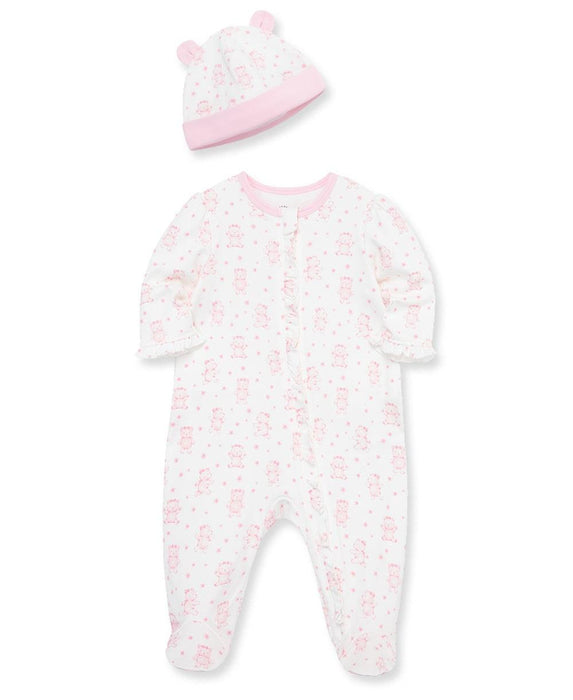 Little Me - Little Me Baby Bear Pyjama Zip Footie & Hat Set