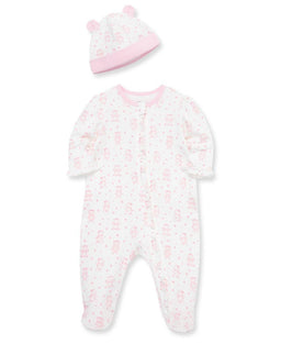 Little Me - Little Me Baby Bear Pyjama Zip Footie & Hat Set