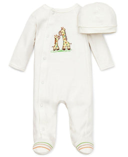 Little Me - Little Me Baby Footed Pyjama and Hat Set - Giraffe